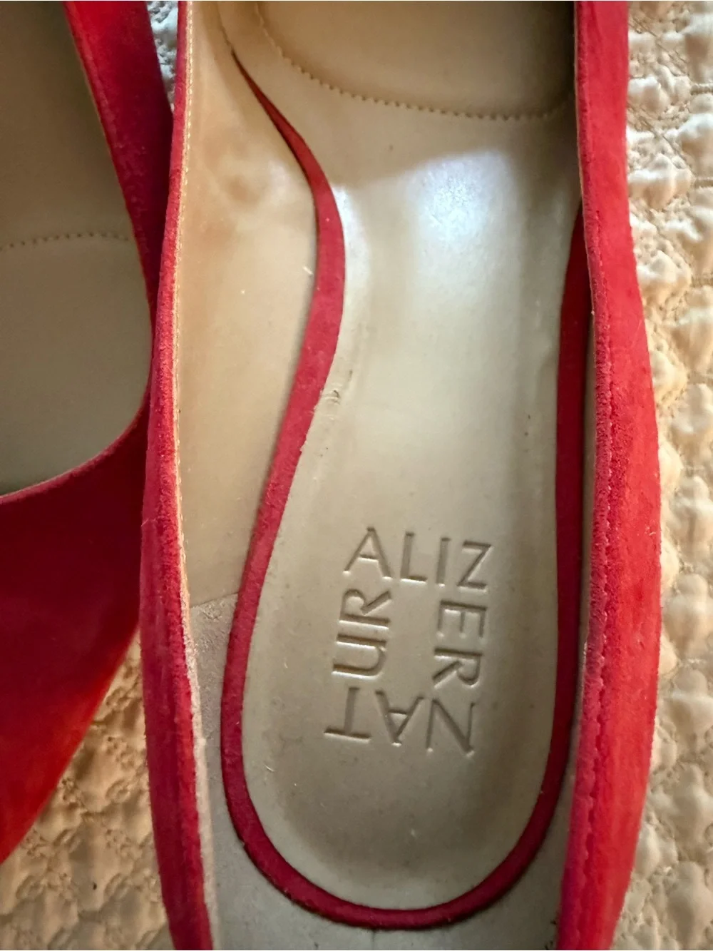 Naturalizer Red Suede Pointed Toe Heels